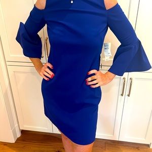 Eliza J cobalt cold shoulder dress with tags size 6.